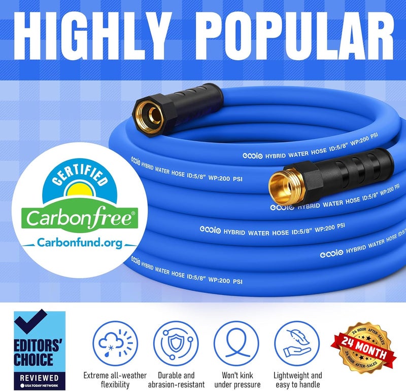 EOOIO Heavy Duty Garden Hose 35 ft, Non-Expanding Flexible Water Hose, Kink Resistant Lightweight Hybrid Hose, Leakproof Hose Male to Female Fittings - Image 3